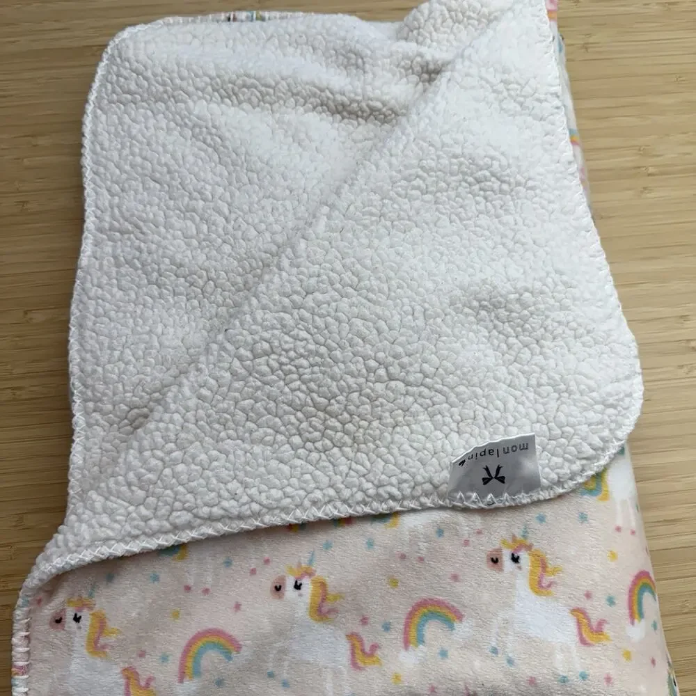 Monlapin Baby Blanket Security Lovey Pink Rainbow, Unicorn